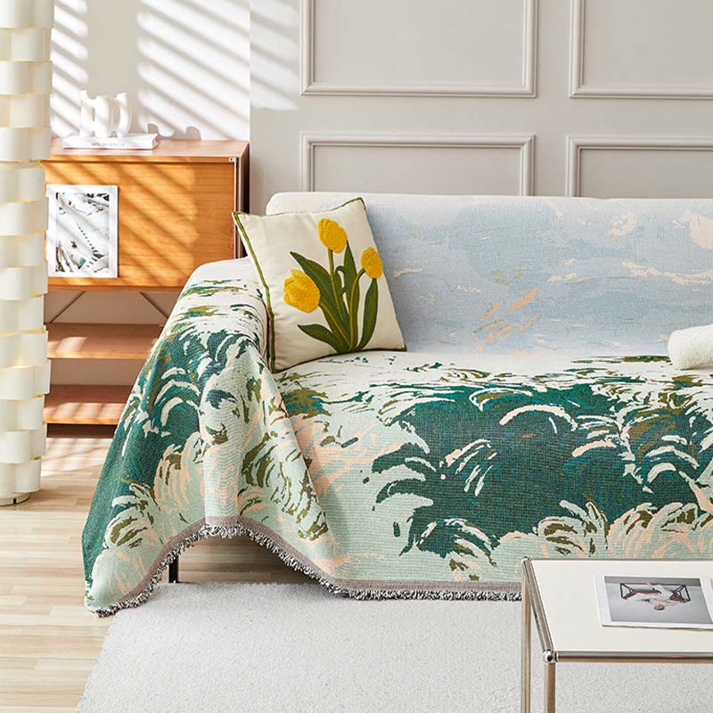 Sofabezug mit Pflanzenmotiv im Retro-Malerei-Stil