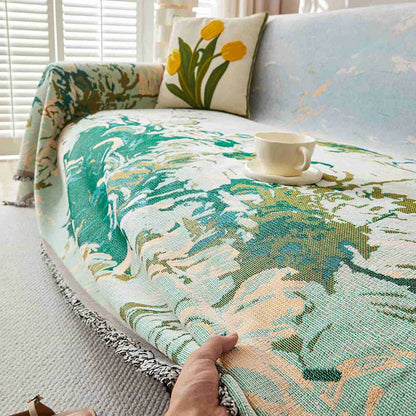 Sofabezug mit Pflanzenmotiv im Retro-Malerei-Stil