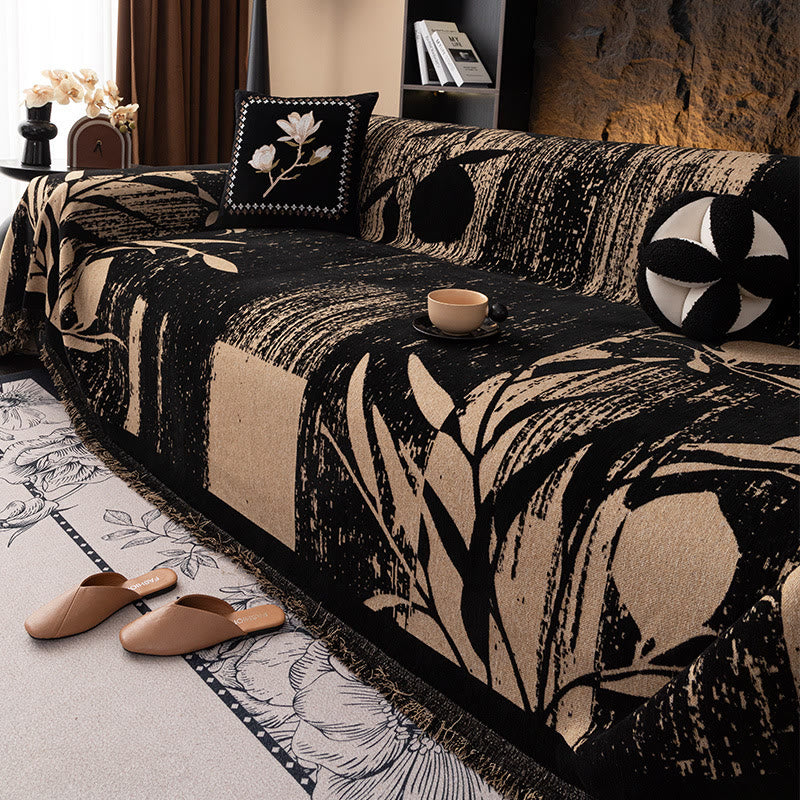 Chenille Moderner Luxus-Sofabezug mit Pflanzenmotiv