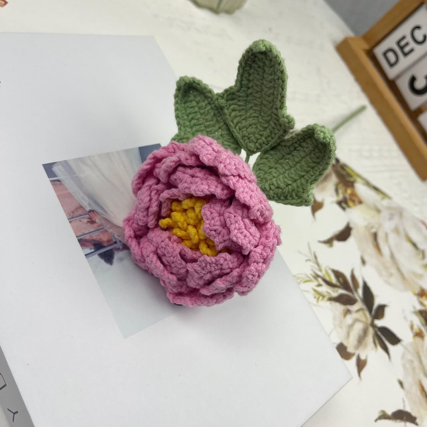 Handgehäkeltes Garn Home Decor Pfingstrose Blume