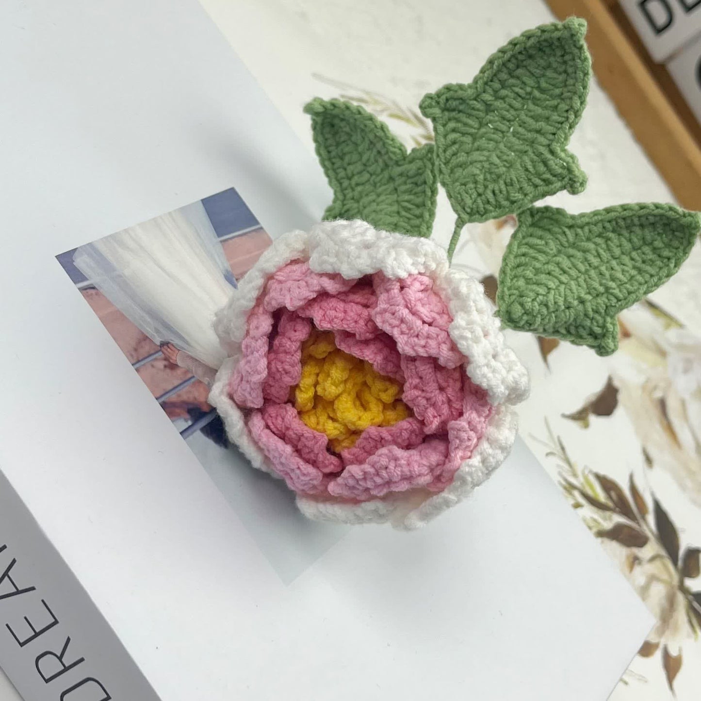 Handgehäkeltes Garn Home Decor Pfingstrose Blume