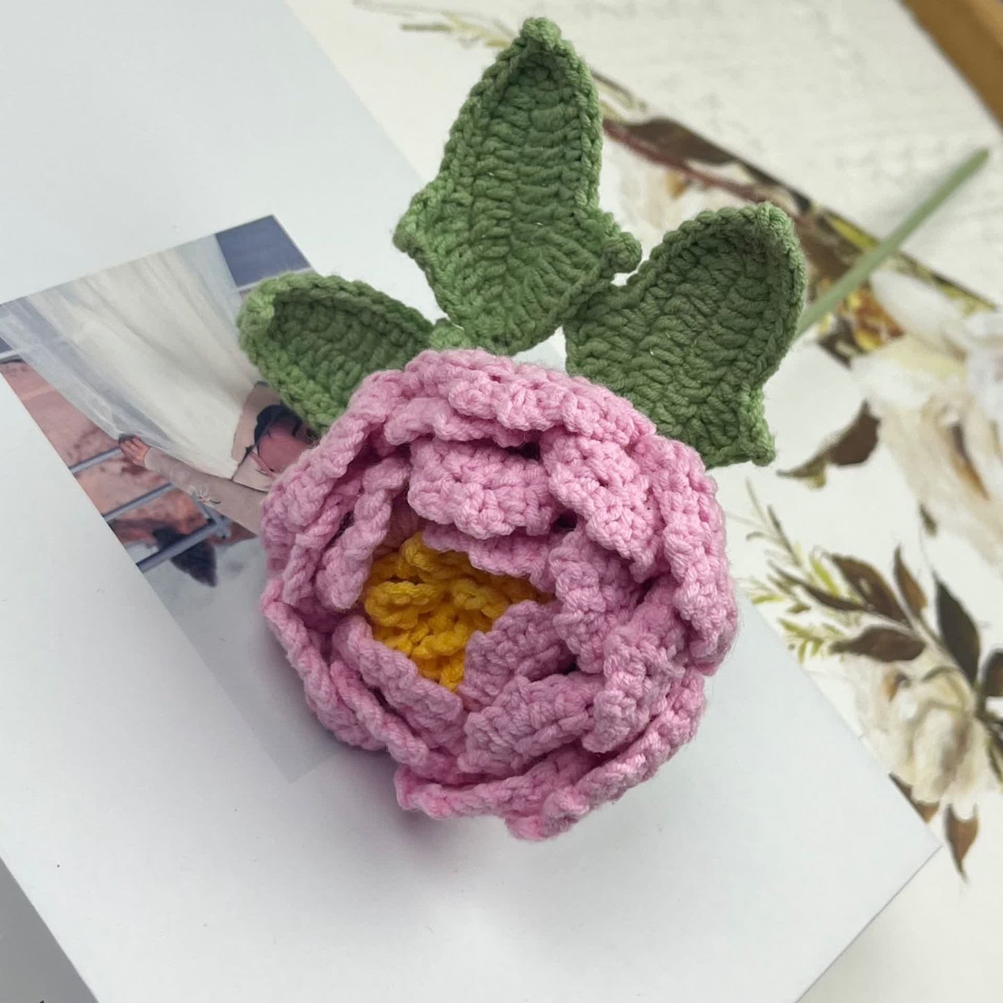 Handgehäkeltes Garn Home Decor Pfingstrose Blume