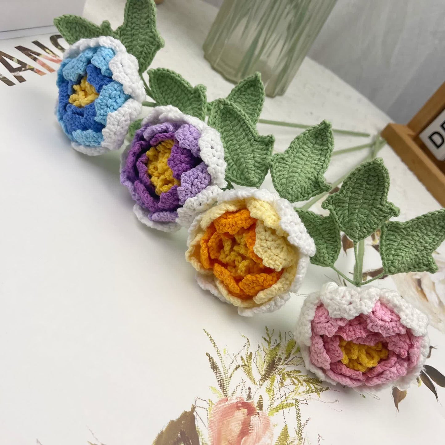 Handgehäkeltes Garn Home Decor Pfingstrose Blume
