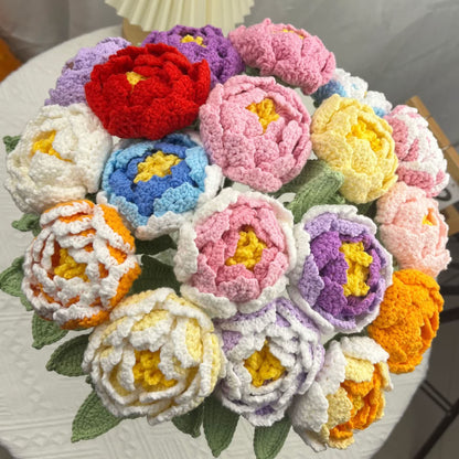 Handgehäkeltes Garn Home Decor Pfingstrose Blume