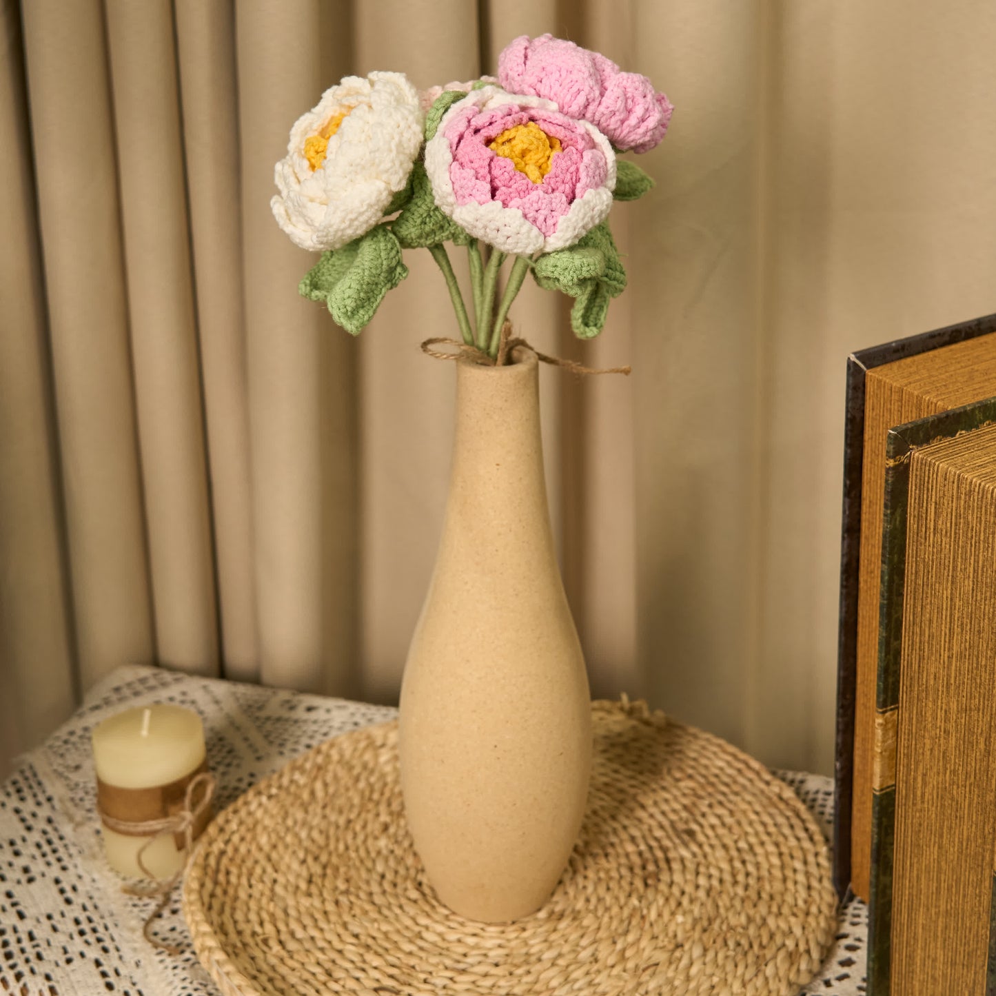 Handgehäkeltes Garn Home Decor Pfingstrose Blume