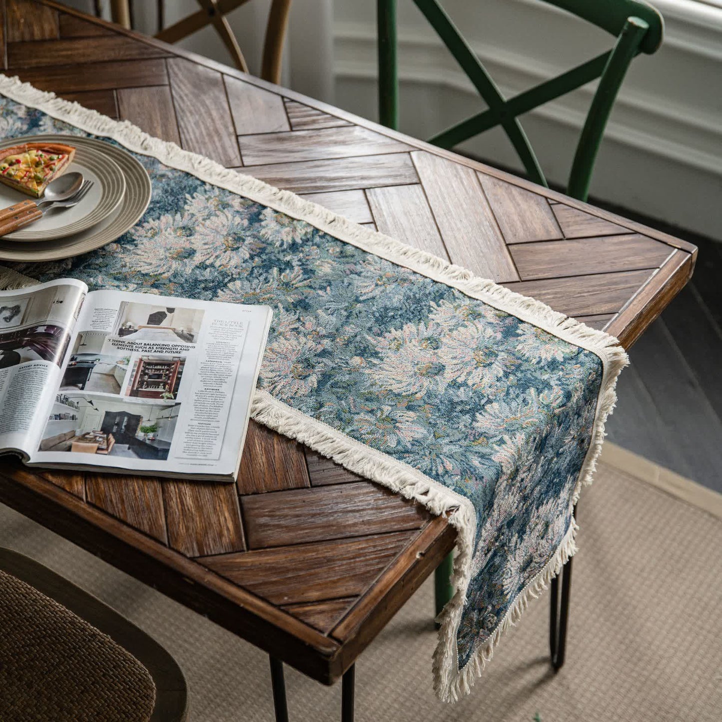 Jacquard-Tischläufer im Vintage-Stil im ländlichen Stil