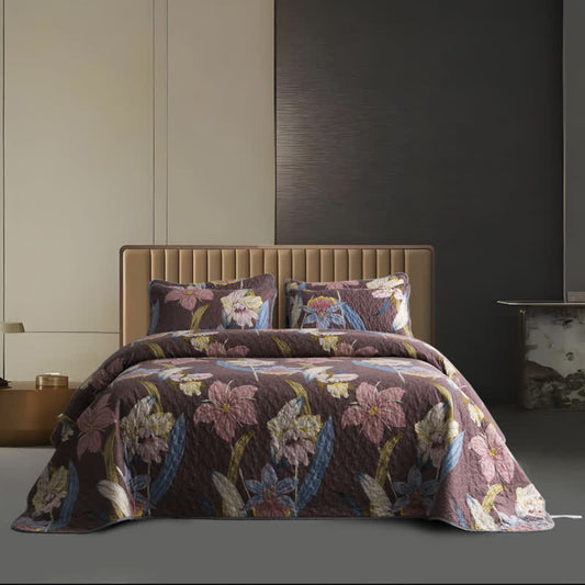 Gestepptes, atmungsaktives Bettwäscheset „Vintage Lily“ (3-teilig)