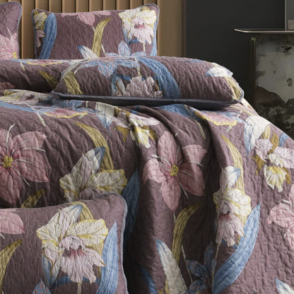 Gestepptes, atmungsaktives Bettwäscheset „Vintage Lily“ (3-teilig)