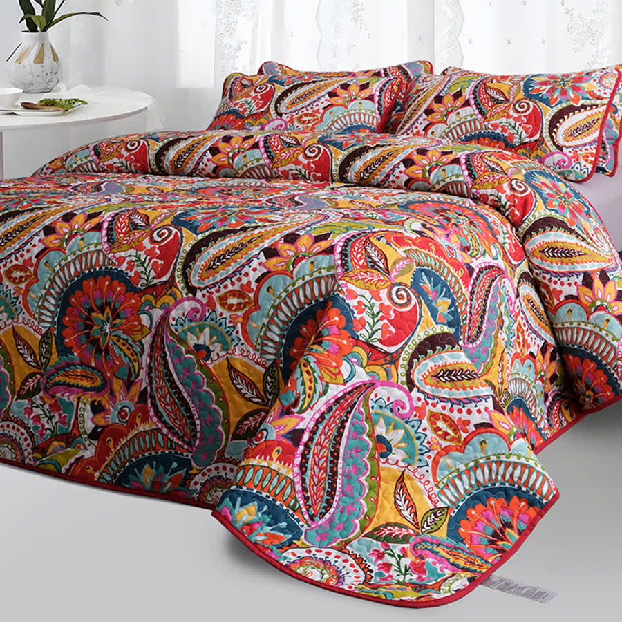 Elegantes Steppbettwäscheset im Bohemian-Stil (3-teilig)