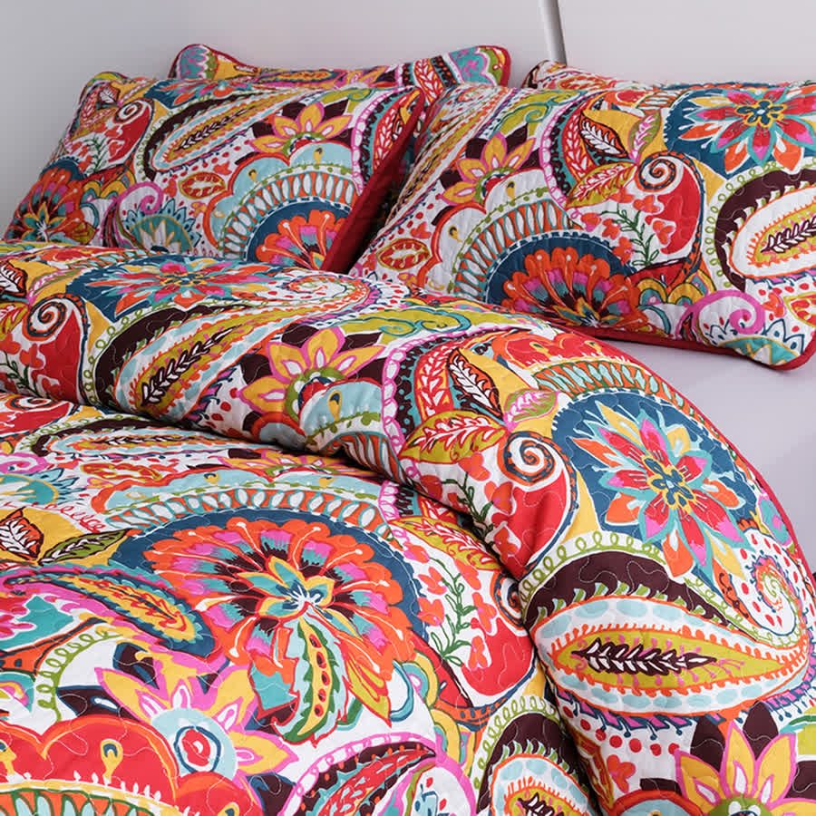 Elegantes Steppbettwäscheset im Bohemian-Stil (3-teilig)