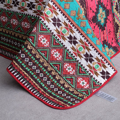 Gestepptes, atmungsaktives Bettwäscheset im Bohemian-Stil mit geometrischem Muster (3-teilig)
