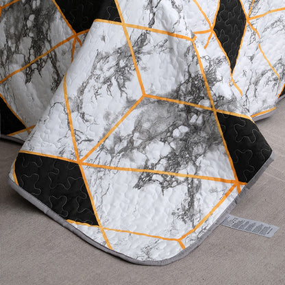 Atmungsaktives Steppbettwäscheset mit geometrischem Marmormuster (3-teilig)