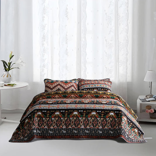 Gestepptes, atmungsaktives, weiches Bettwäscheset im Bohemian-Stil (3-teilig)