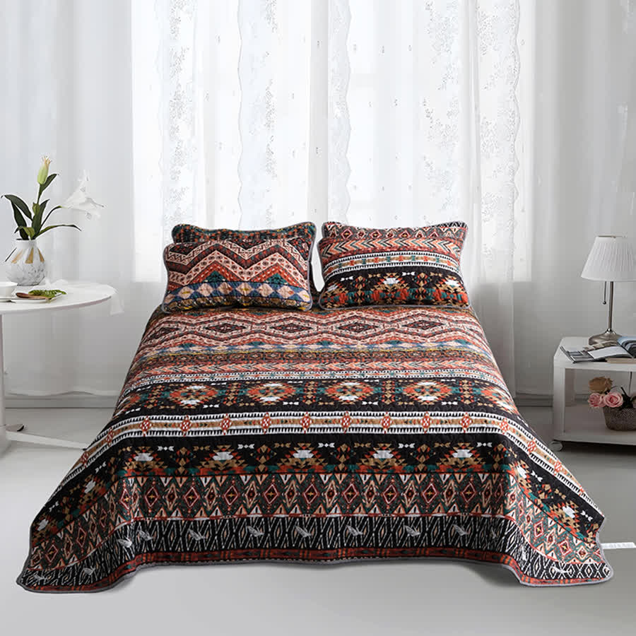 Gestepptes, atmungsaktives, weiches Bettwäscheset im Bohemian-Stil (3-teilig)