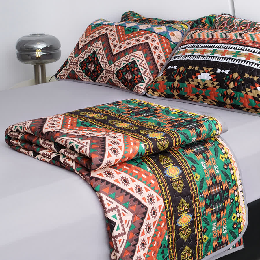 Gestepptes, atmungsaktives, weiches Bettwäscheset im Bohemian-Stil (3-teilig)