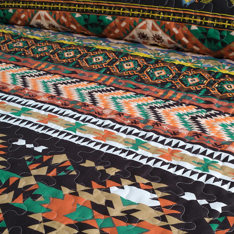 Gestepptes, atmungsaktives, weiches Bettwäscheset im Bohemian-Stil (3-teilig)