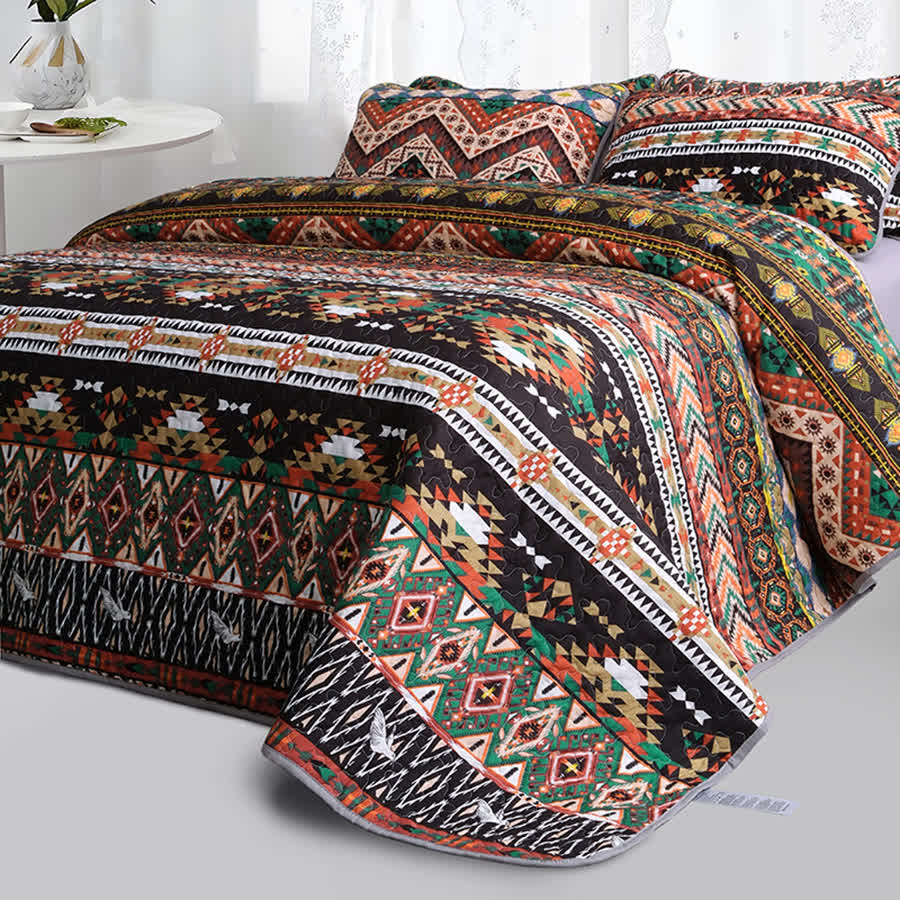 Gestepptes, atmungsaktives, weiches Bettwäscheset im Bohemian-Stil (3-teilig)