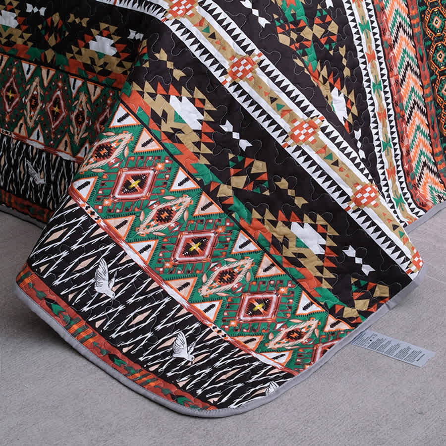 Gestepptes, atmungsaktives, weiches Bettwäscheset im Bohemian-Stil (3-teilig)
