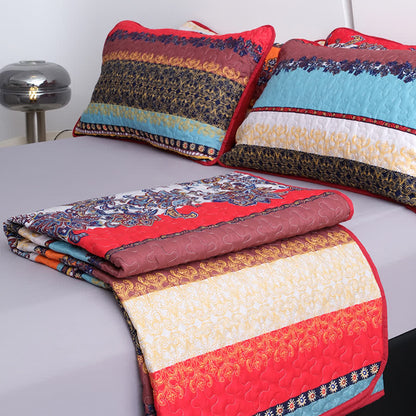 Bettwäscheset mit Steppdecke und weicher Tagesdecke im Bohemian-Stil (3-teilig)