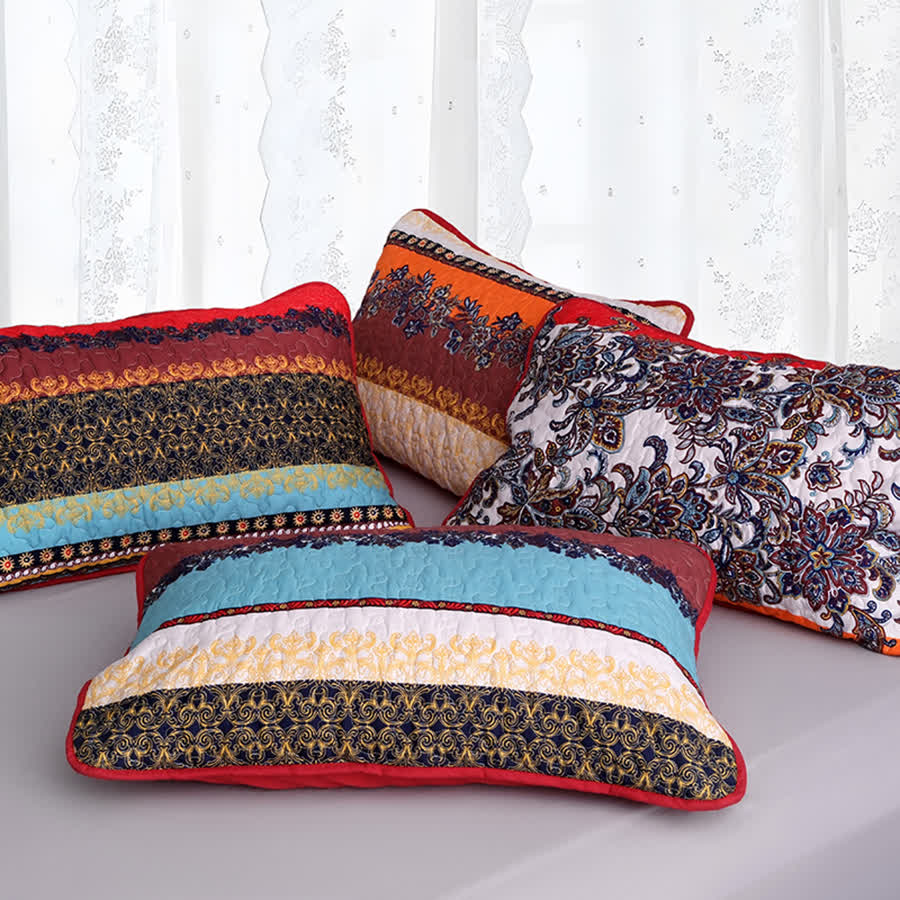Bettwäscheset mit Steppdecke und weicher Tagesdecke im Bohemian-Stil (3-teilig)
