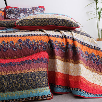Bettwäscheset mit Steppdecke und weicher Tagesdecke im Bohemian-Stil (3-teilig)