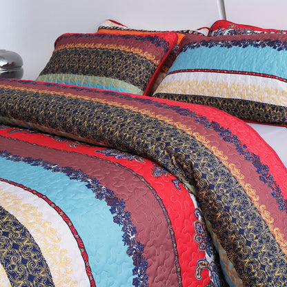 Bettwäscheset mit Steppdecke und weicher Tagesdecke im Bohemian-Stil (3-teilig)