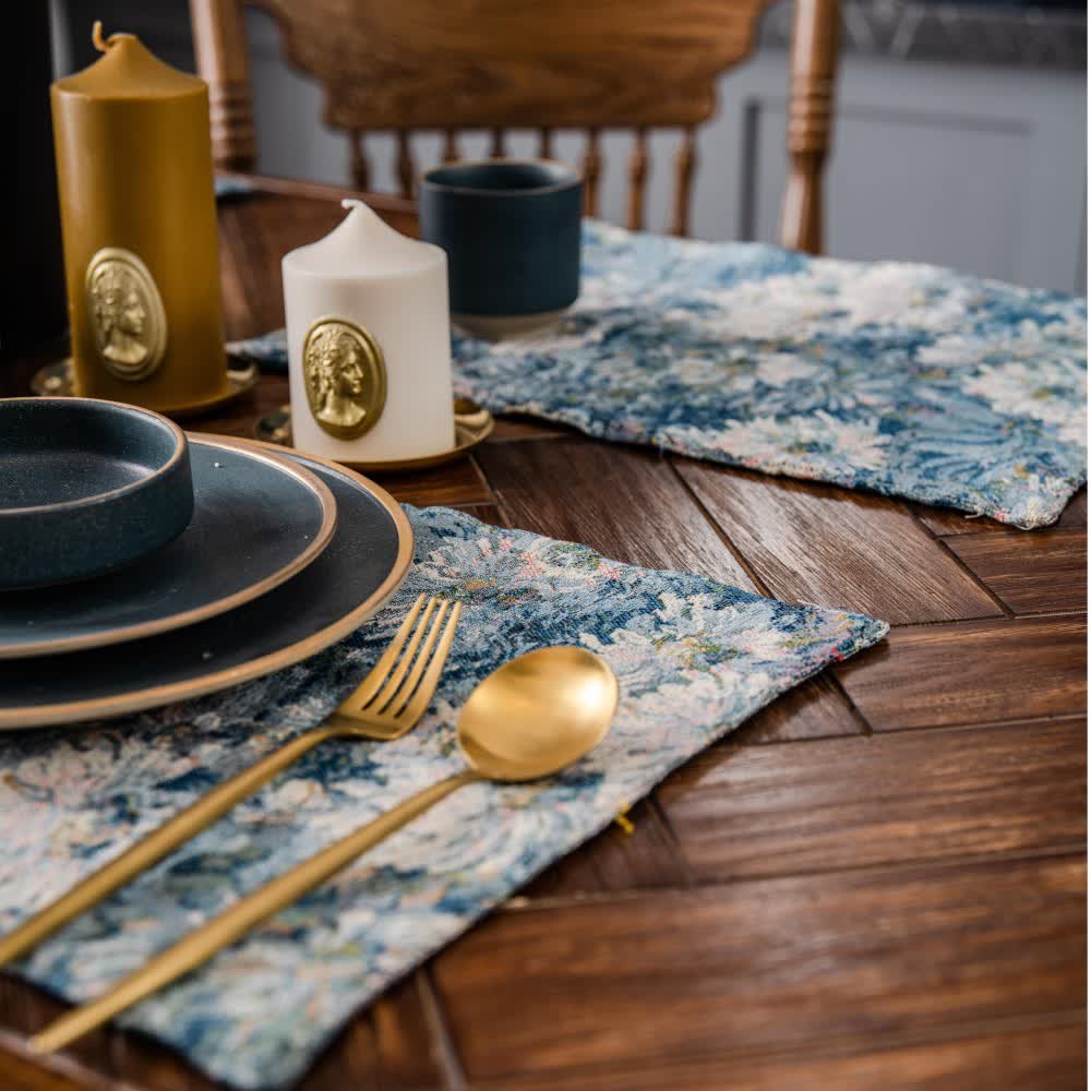 Hitzebeständiges Tischset-Set mit Jacquard-Blumenmuster (4-teilig)