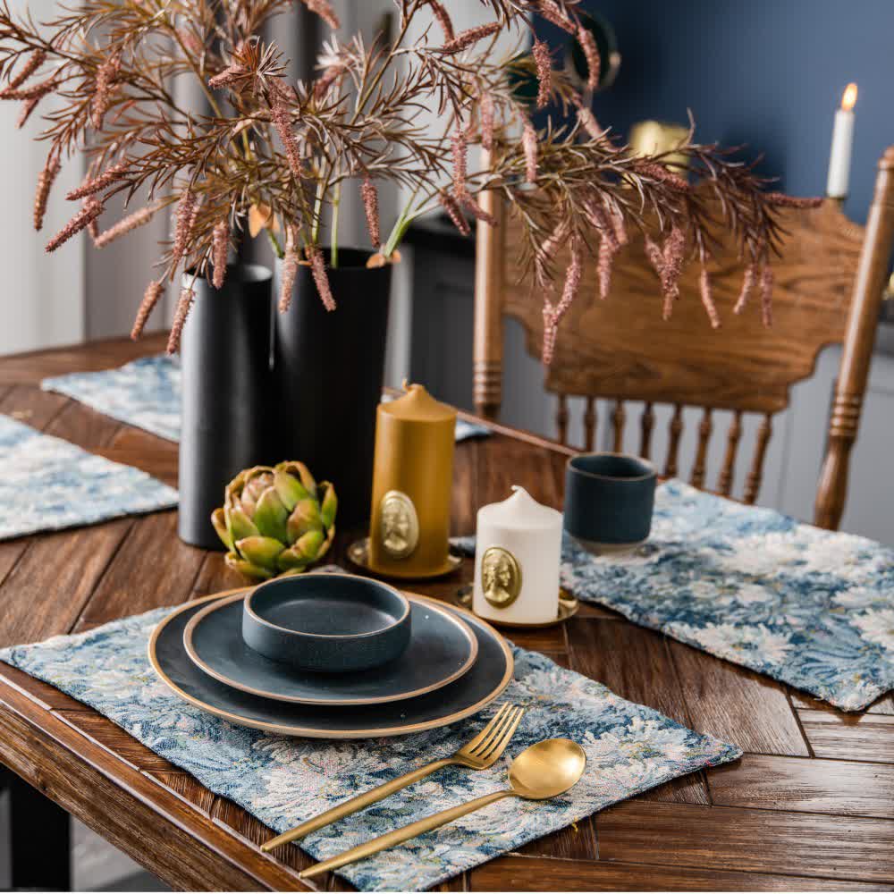 Hitzebeständiges Tischset-Set mit Jacquard-Blumenmuster (4-teilig)