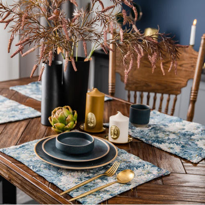 Hitzebeständiges Tischset-Set mit Jacquard-Blumenmuster (4-teilig)