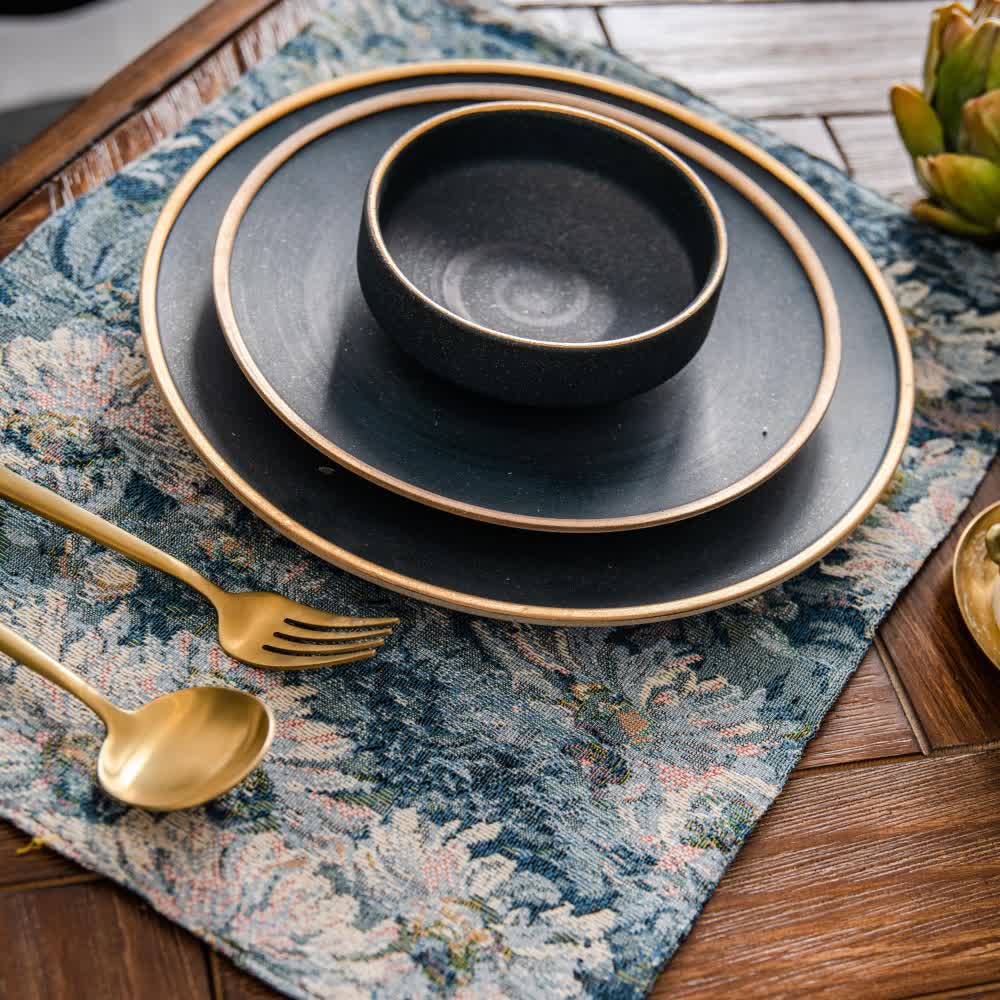Hitzebeständiges Tischset-Set mit Jacquard-Blumenmuster (4-teilig)