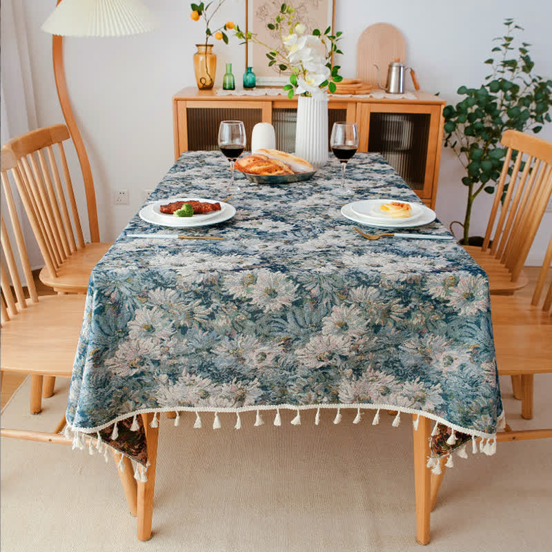 Weiche, dekorative Jacquard-Tischdecke mit Blumenmuster