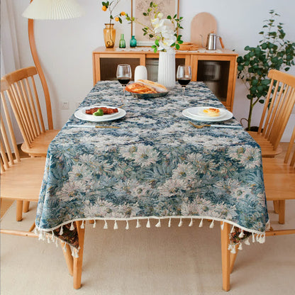 Weiche, dekorative Jacquard-Tischdecke mit Blumenmuster