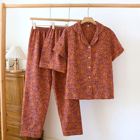 Bequemes Pyjama-Set mit Vintage-Blumenmuster (3-teilig)