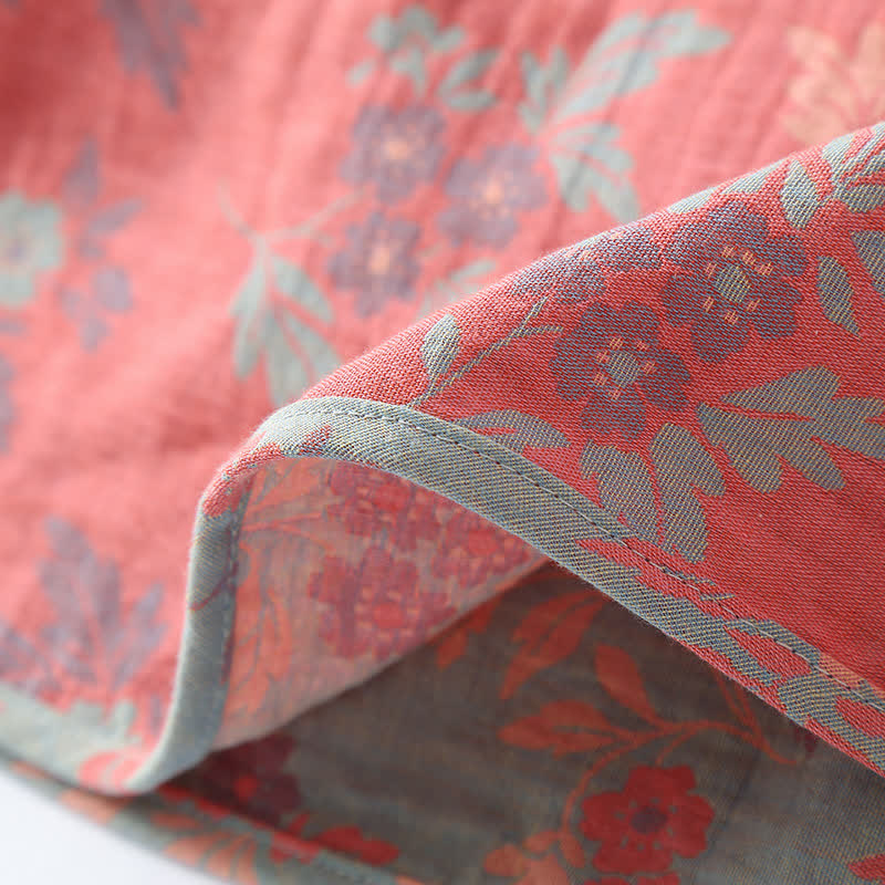 Garngefärbtes Jacquard-Pyjama-Set mit rundem Ausschnitt