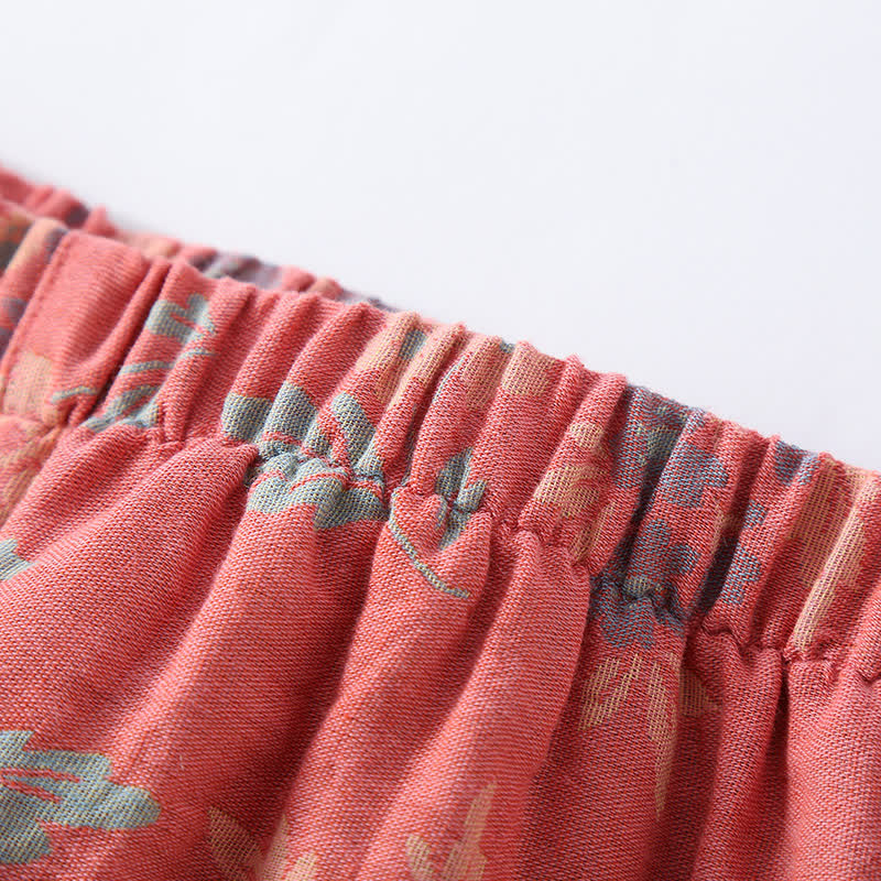 Garngefärbtes Jacquard-Pyjama-Set mit rundem Ausschnitt