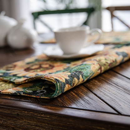 Tischset-Set mit Sonnenblumenmotiv und Jacquardmuster (4-teilig)