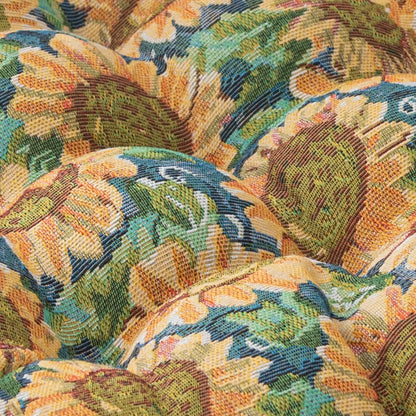 Ländliches, quadratisches, weiches Bodenkissen mit Sonnenblumenmotiv