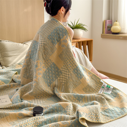 Dreilagige, bequeme, leichte Retro-Steppdecke aus Gaze