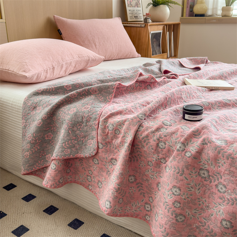 Refresh Floral Dreilagige Baumwollgaze Steppdecke