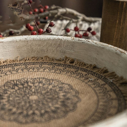 Rundes Holztablett im Retro-Bohemian-Stil