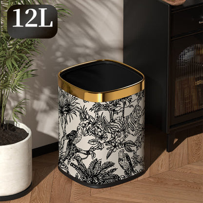 Doppelschichtiger quadratischer Retro-Mülleimer im Wald-Design