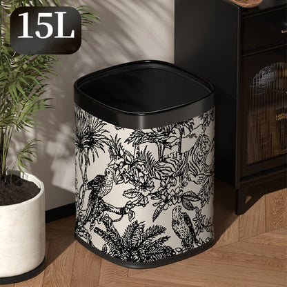Doppelschichtiger quadratischer Retro-Mülleimer im Wald-Design