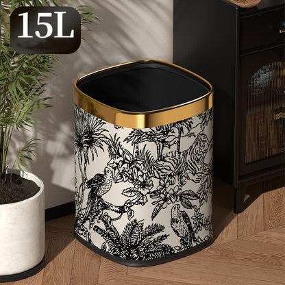 Doppelschichtiger quadratischer Retro-Mülleimer im Wald-Design
