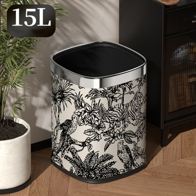 Doppelschichtiger quadratischer Retro-Mülleimer im Wald-Design