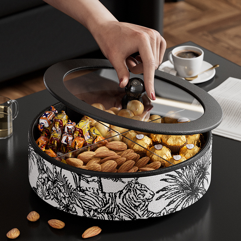 Drehbare Serviertabletts für Trockenfrüchte mit Deckel
