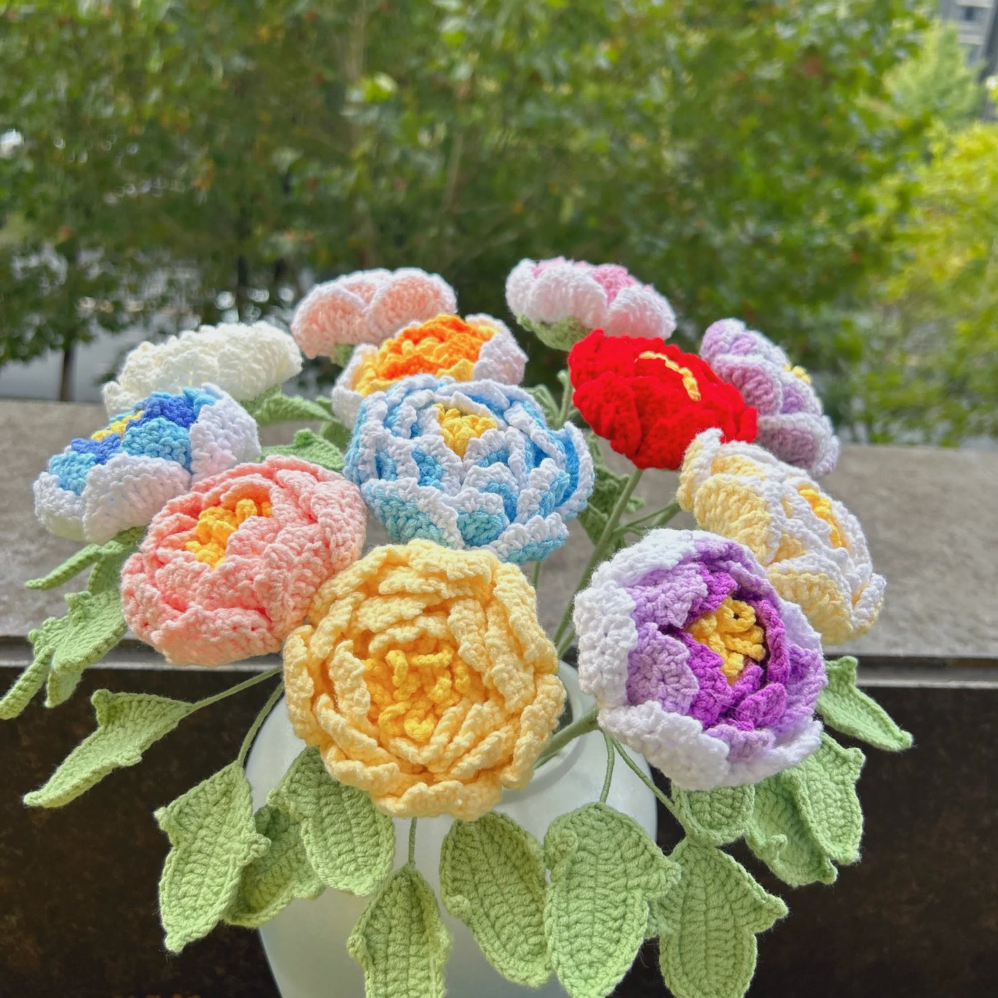 Handgehäkeltes Garn Home Decor Pfingstrose Blume