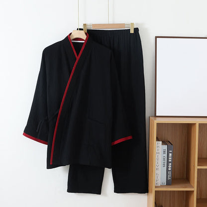 Pyjama-Set aus Baumwollgaze im Kimono-Stil im neutralen Stil