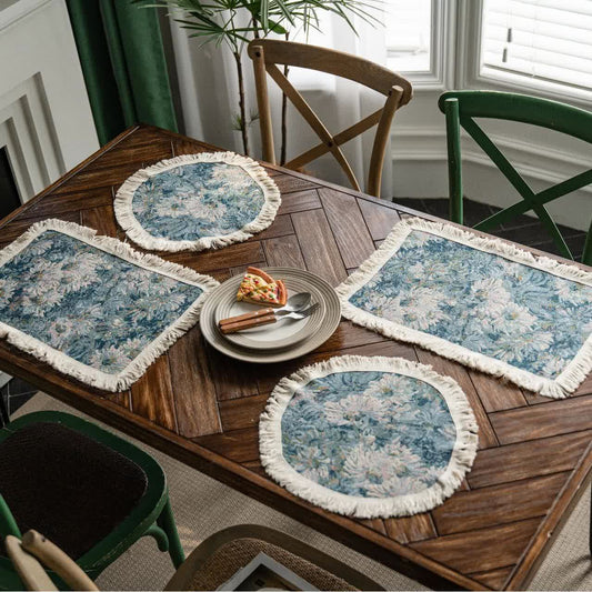 Jacquard-Tischset mit Sonnenblumen-Quaste und Ölgemälde