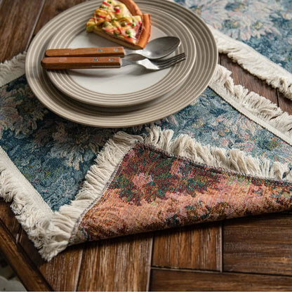 Jacquard-Tischset mit Sonnenblumen-Quaste und Ölgemälde