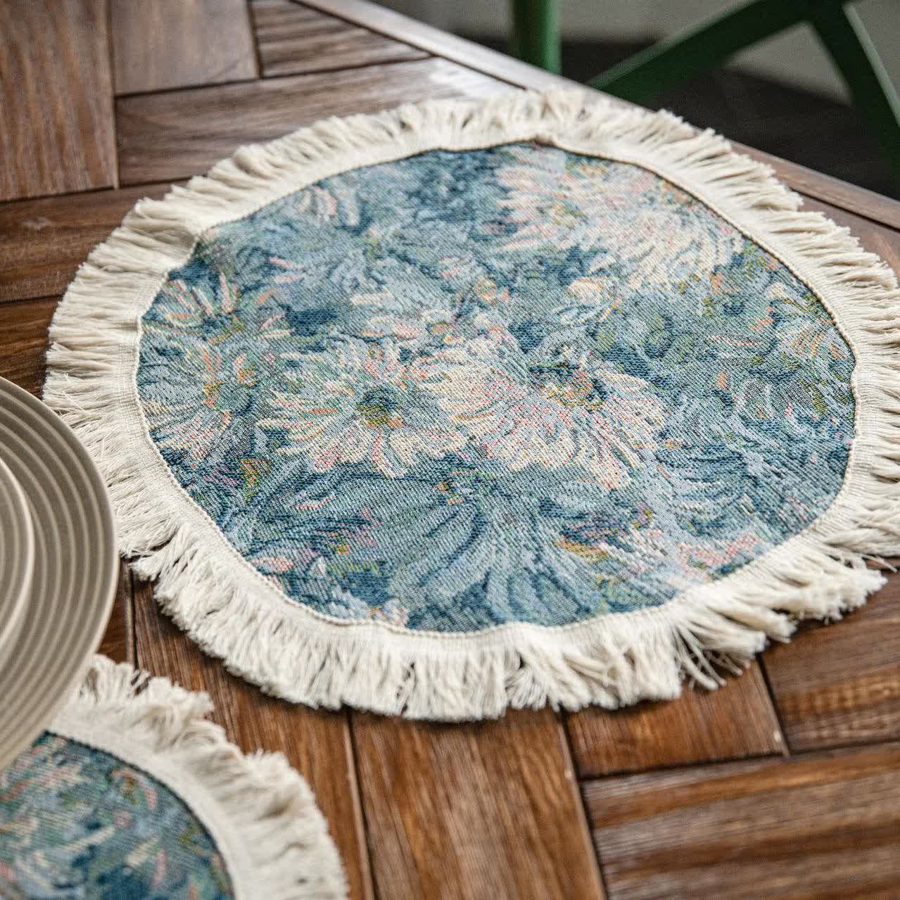 Jacquard-Tischset mit Sonnenblumen-Quaste und Ölgemälde